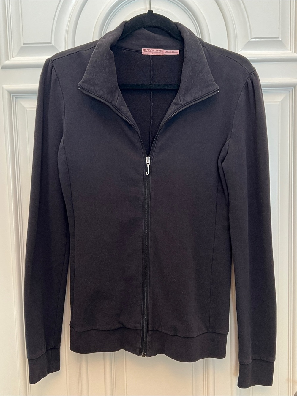 Juicy Couture Black Zip-Front Athletic Bomber Jacket